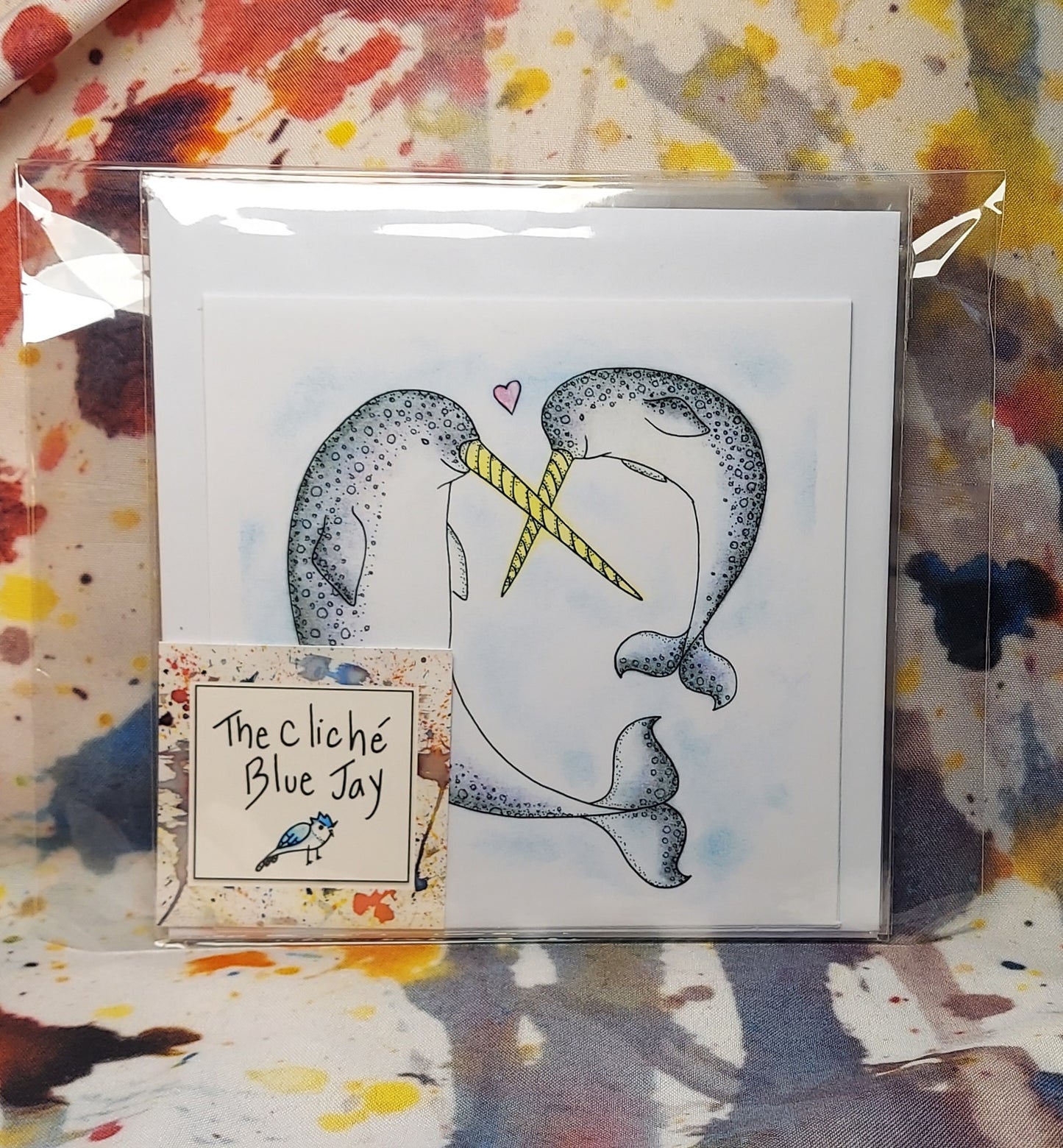 Mommy and Baby Narwhal Playtime 5.5x5.5" - 3 card pack - blank inside
