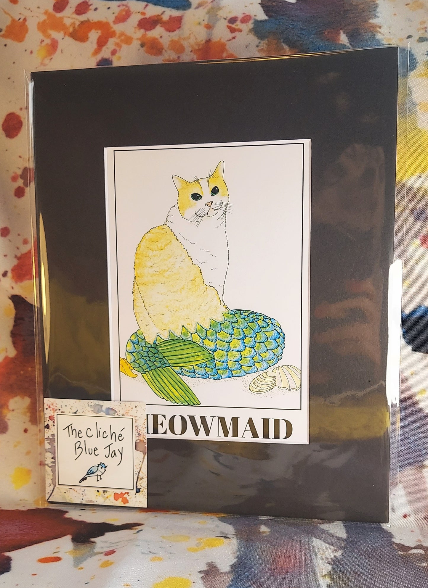 Meowmaid Mermaid Cat Matted Print 8x10"