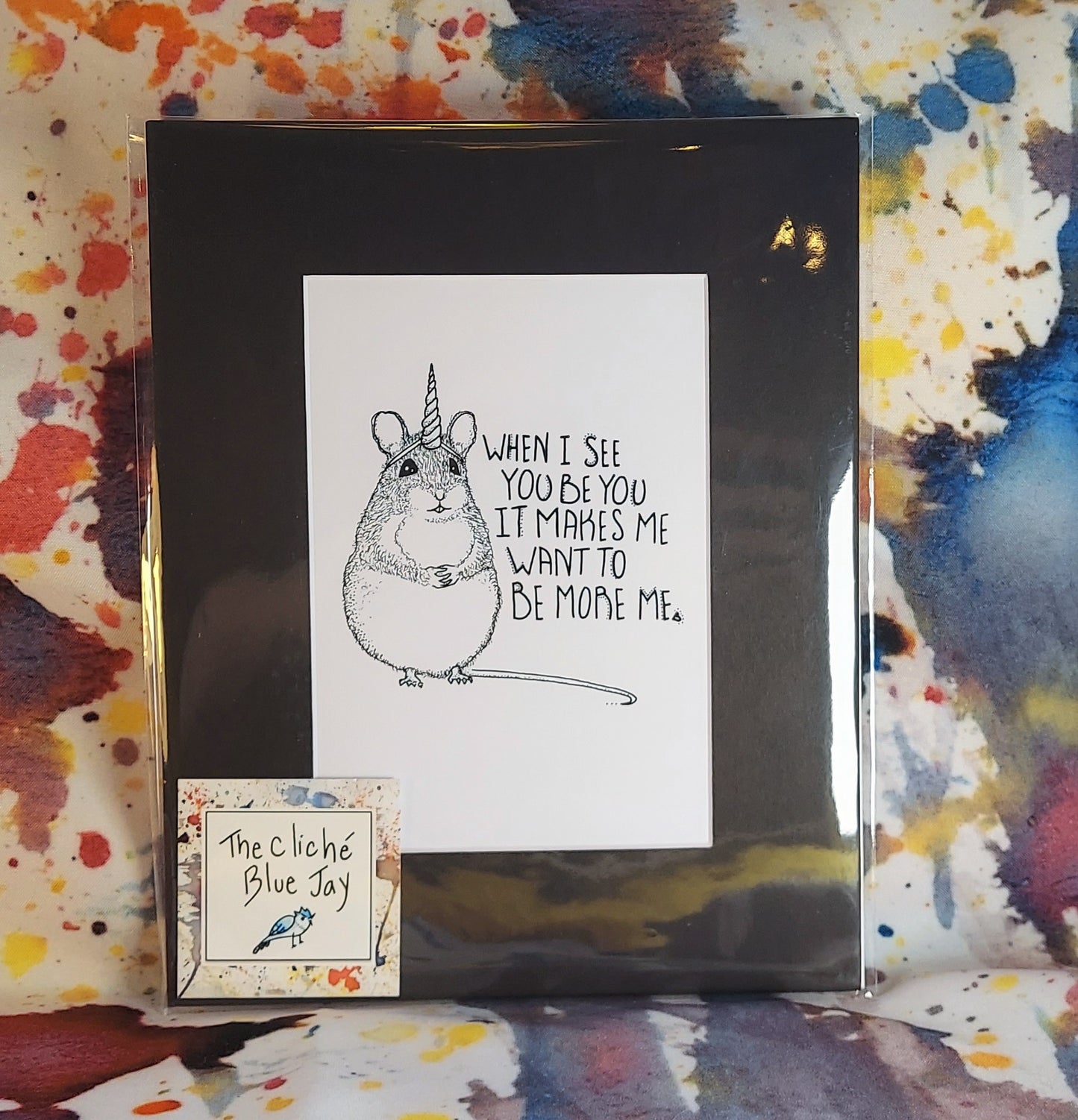 Unicorn Mouse Makes A Wish Matted Print 8x10"