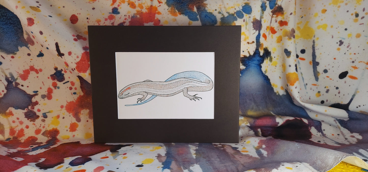 Sleepy Love Lizard Matted Print 8x10"