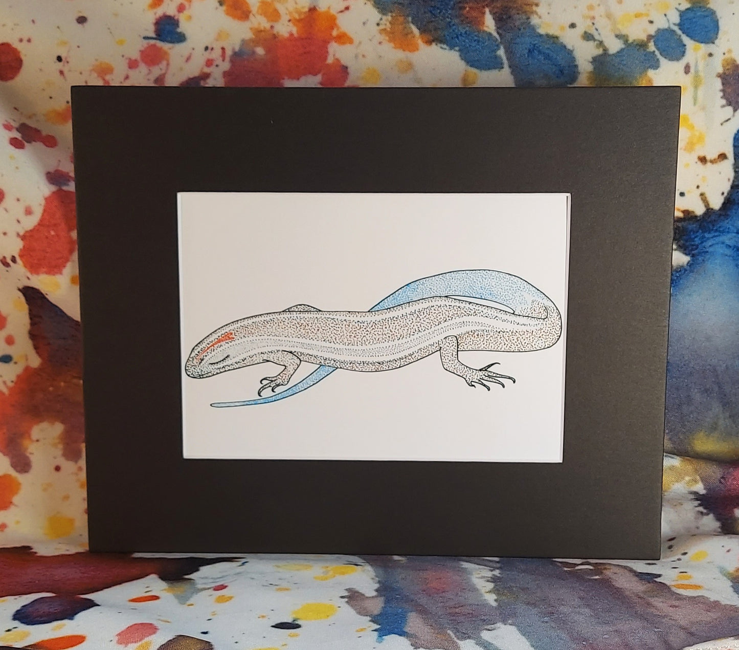 Sleepy Love Lizard Matted Print 8x10"