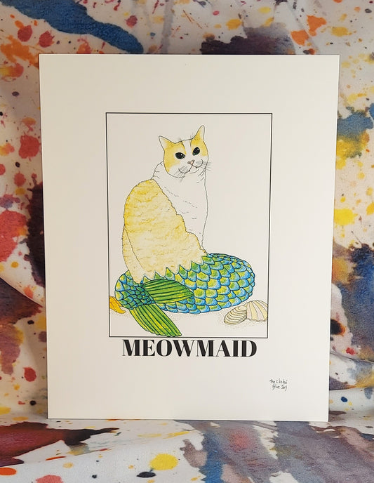 Meowmaid Mermaid Cat Print 8x10"