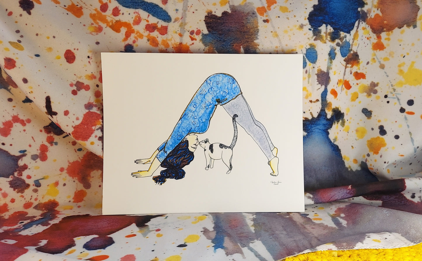 Downward Facing Cat Print 8x10"