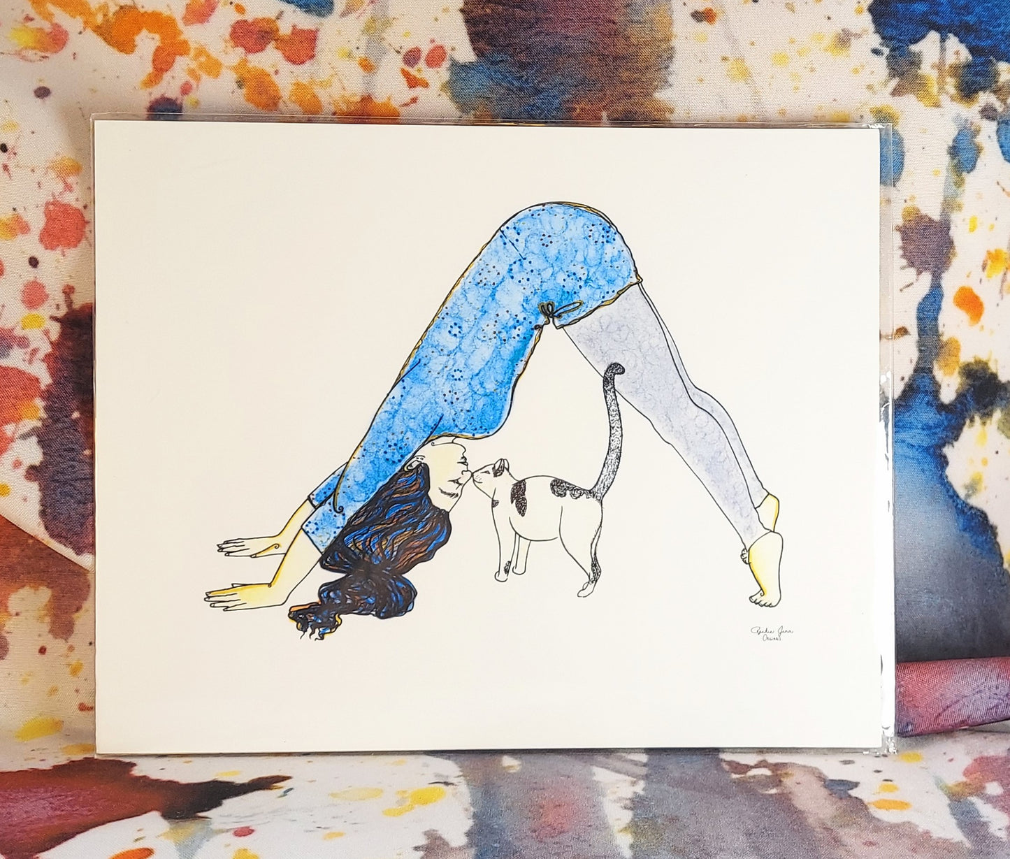 Downward Facing Cat Print 8x10"