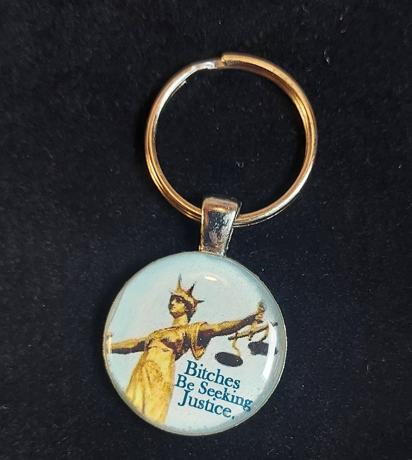 Lady Justice Keychain/Pendant With Waxed Chord