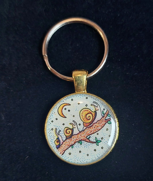 Family of Snails Keychain/Pendant and Waxed Chord