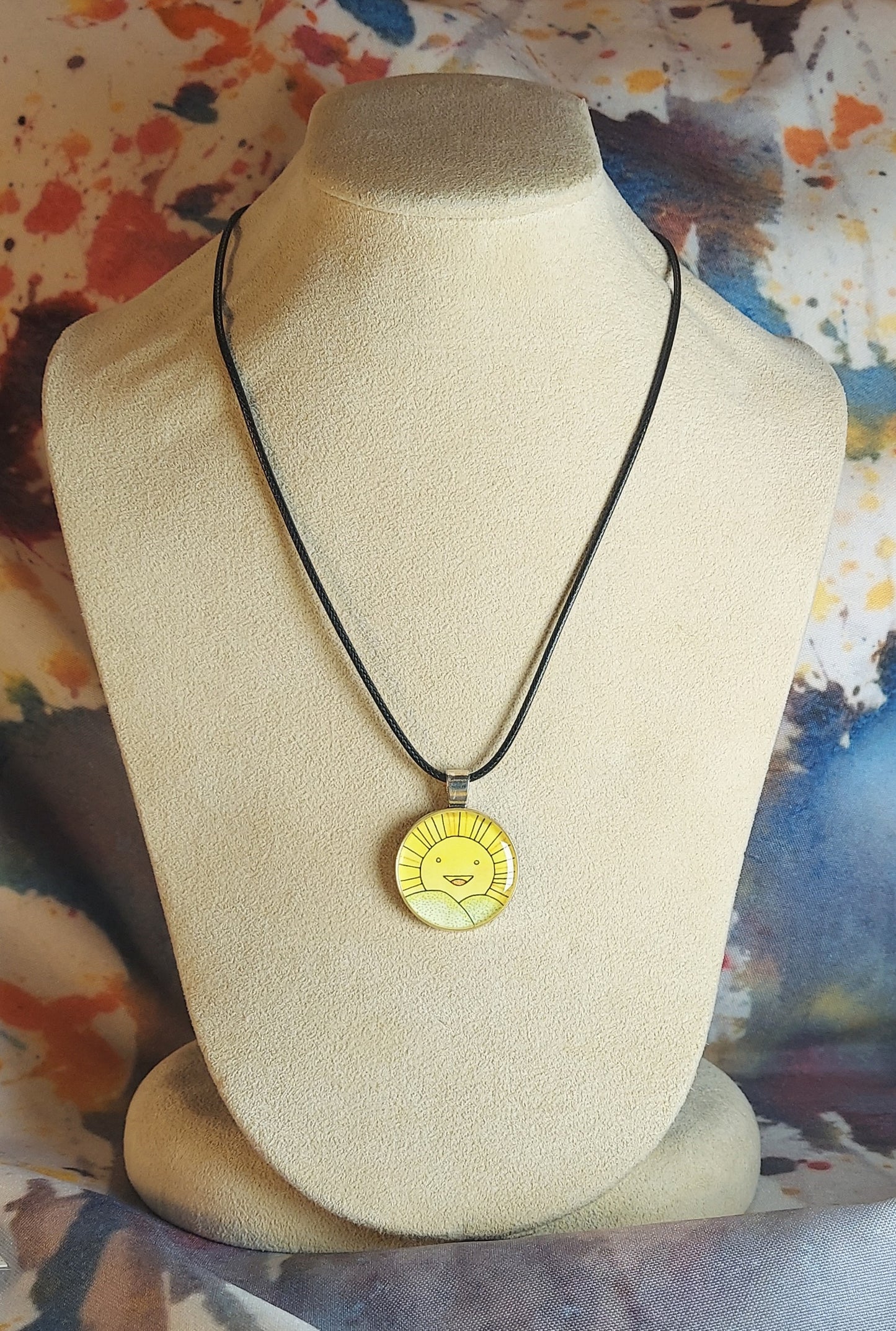 Smiling Sunshine Keychain/Pendant With Waxed Chord