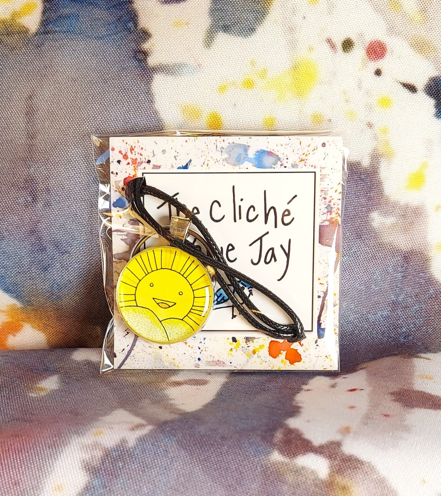 Smiling Sunshine Keychain/Pendant With Waxed Chord