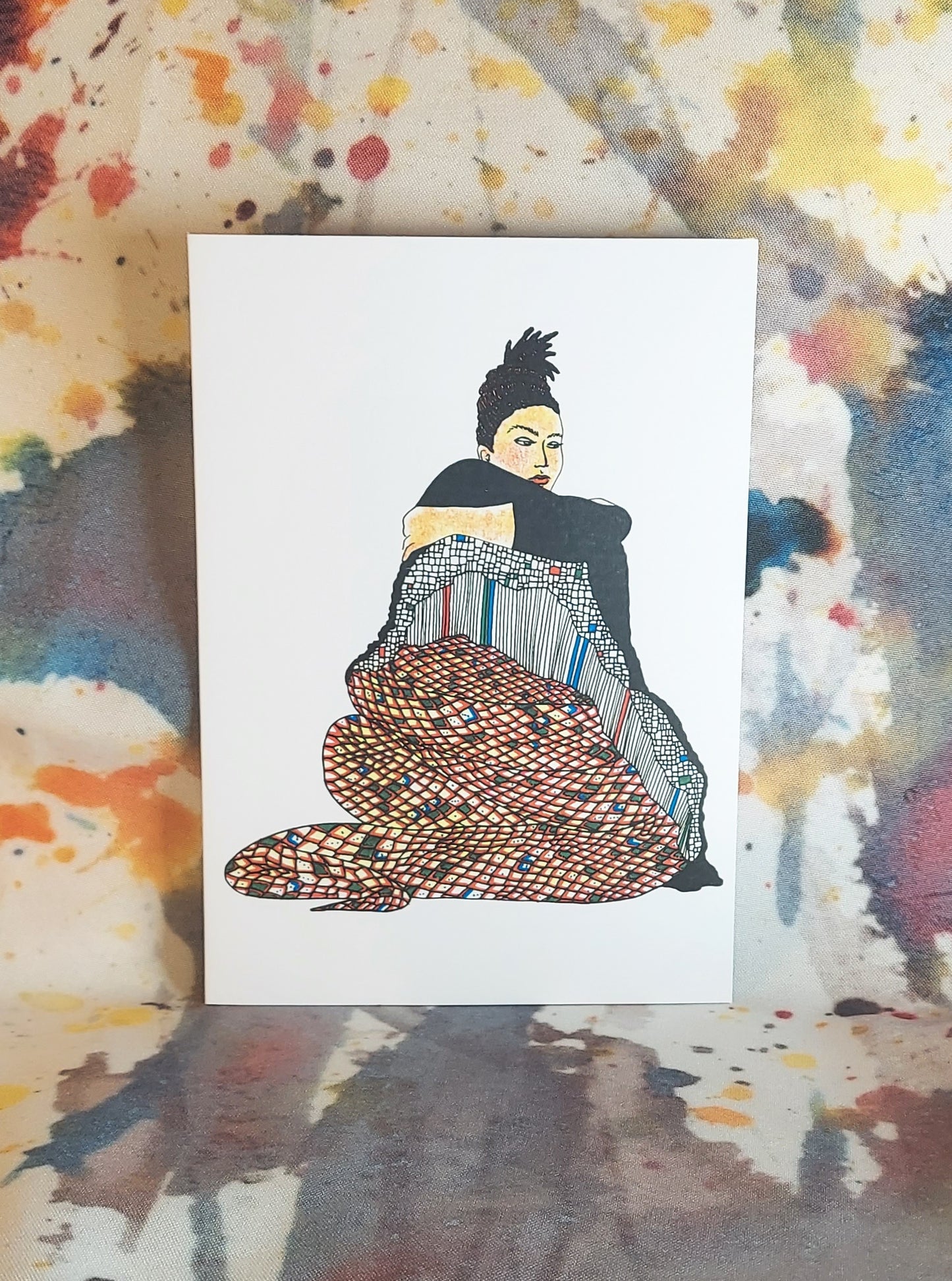 Coiled Snake Woman 5x7" 3 Card Pack