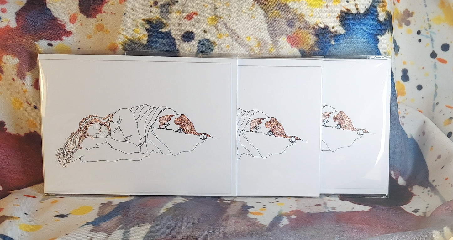 Bassett Hound Snuggle Time 5x7" 3 Card Pack